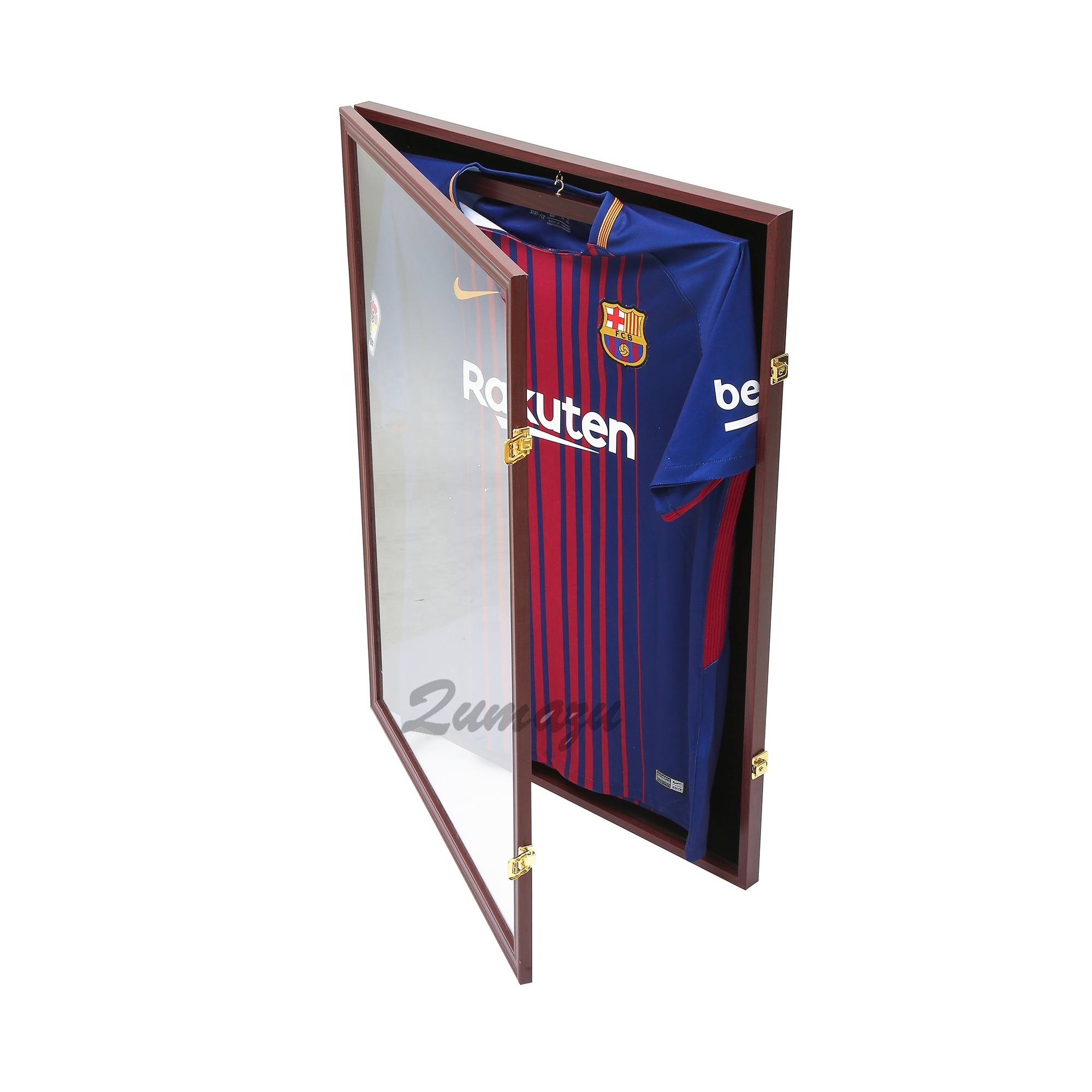 High Quality Custom MDF Wooden Jersey Display Frame Large Shadow Box Lockable with UV Protection Acrylic Hanger for Baseball