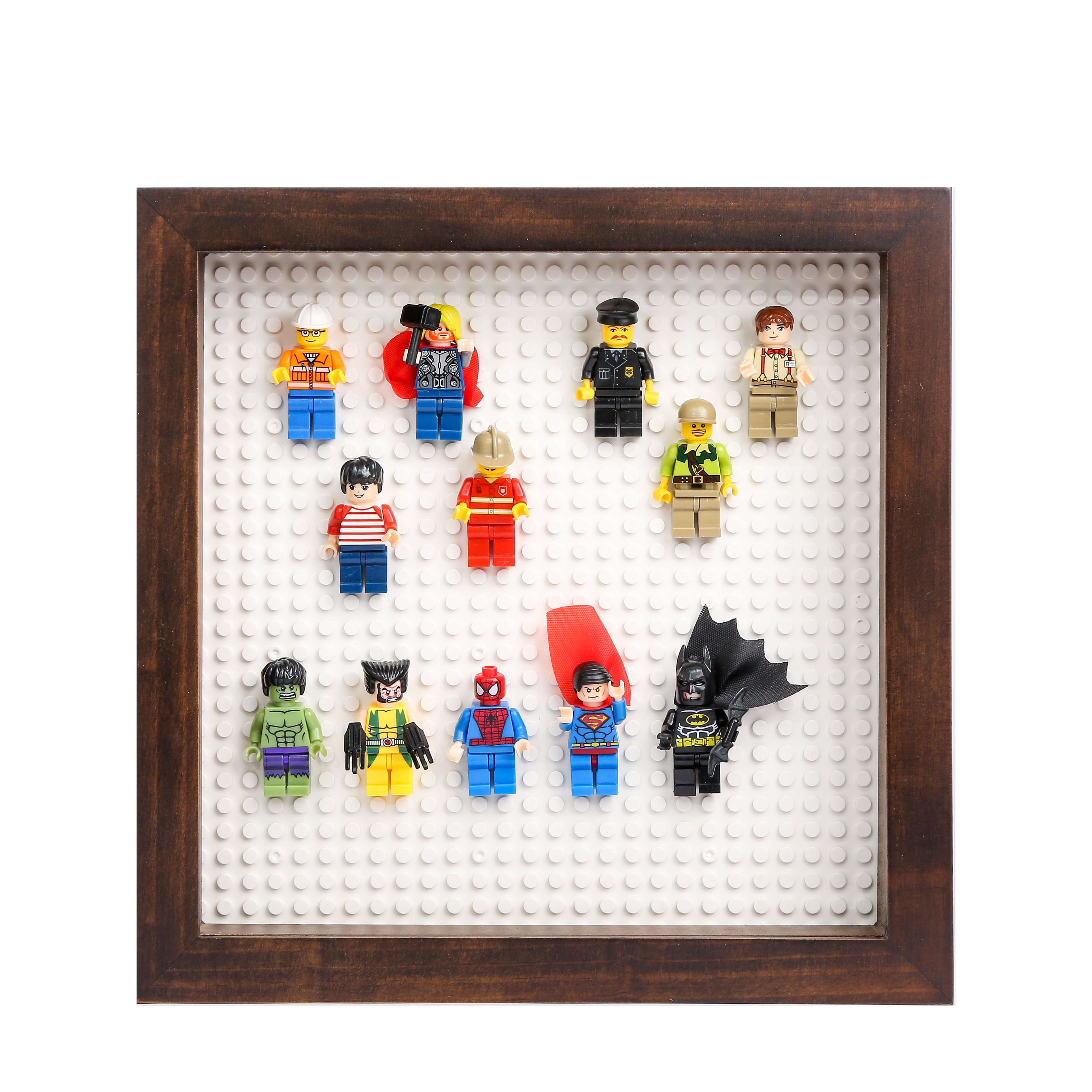 New Design Brick Photo Frame Black Wood 3D Shadow Box Mini figures Display Frame For Mini Toys Collection