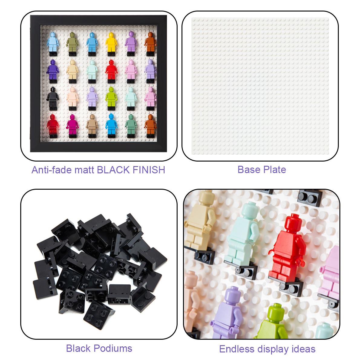 New Design Brick Photo Frame Black Wood 3D Shadow Box Mini figures Display Frame For Mini Toys Collection