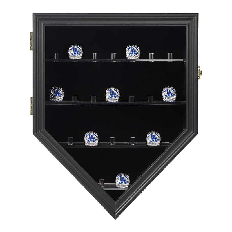 Sports Deluxe Baseball Display Case Acrylic Front Opening Door 12 Baseball Ring Display Case With Wood Or Acrylic Shelves