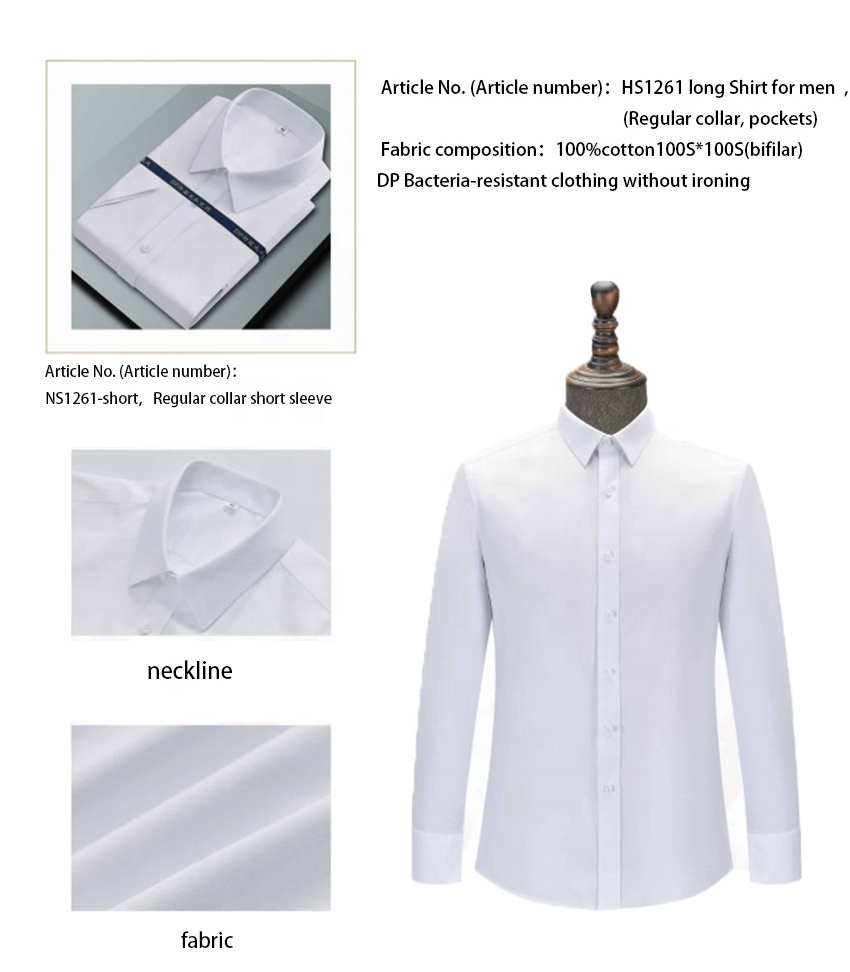 Men's Regular Collar Dress Shirt Single-Strand 100% Cotton Floral Pattern White Knit Antibacterial and Non-Ironing Suit