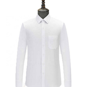 Men's Classic White Cotton Dress Shirt with Floral Pattern Knitted Weaving and Warm Features Featuring Pockets