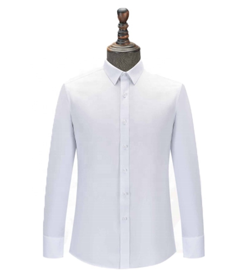 Men's Regular Collar Dress Shirt Single-Strand 100% Cotton Floral Pattern White Knit Antibacterial and Non-Ironing Suit