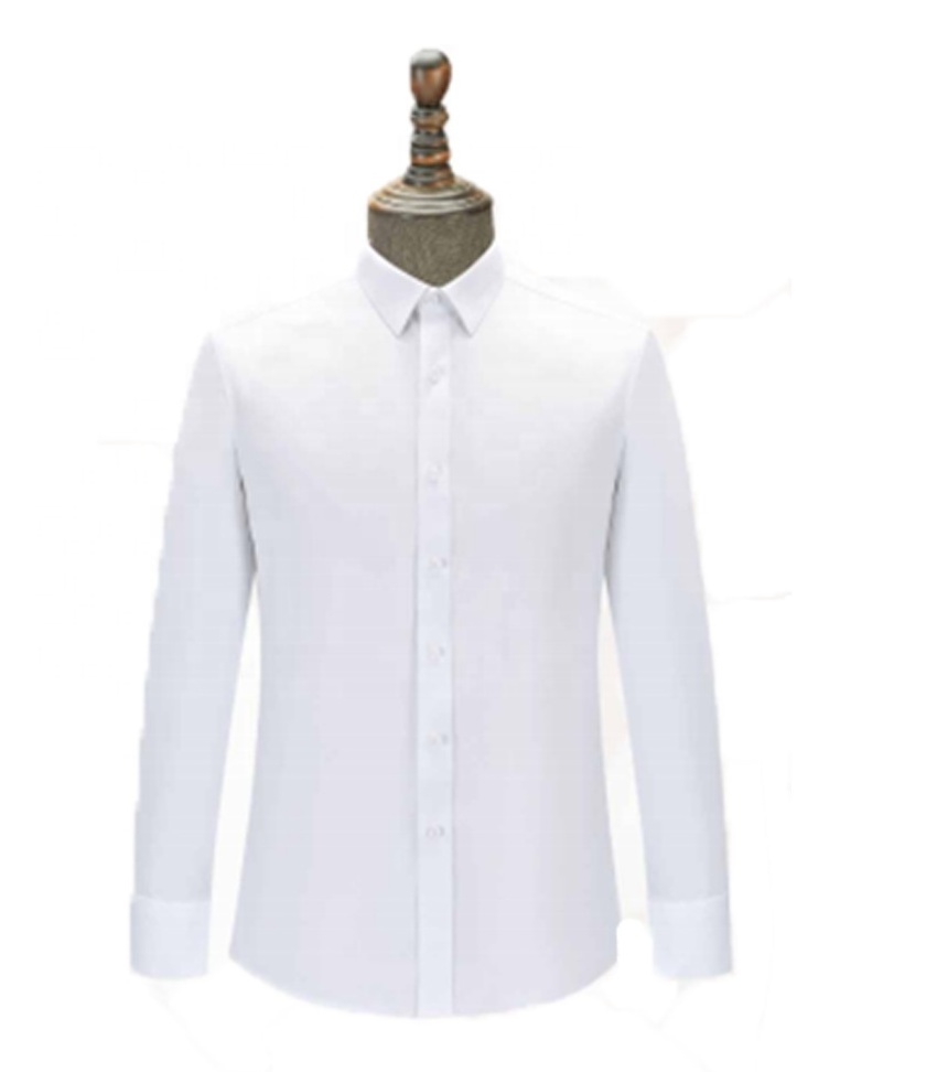 Men's Classic White Cotton Dress Shirt with Floral Pattern Knitted Weaving and Warm Features Featuring Pockets