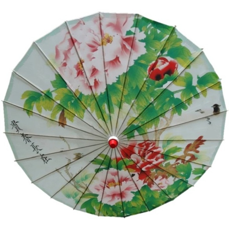 Custom Chinese Paper Flower Umbrella Handmade Durable Wooden Outdoor Parasol For Wedding