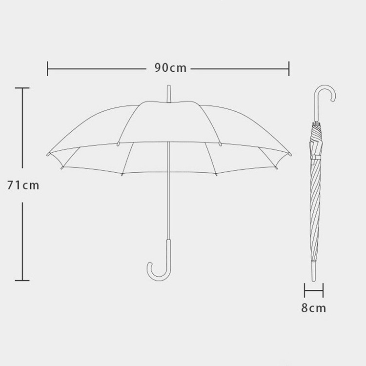 Custom LOGO Plastic Long Handle Transparent Umbrella Windproof Rain Gift straight Golf Umbrella