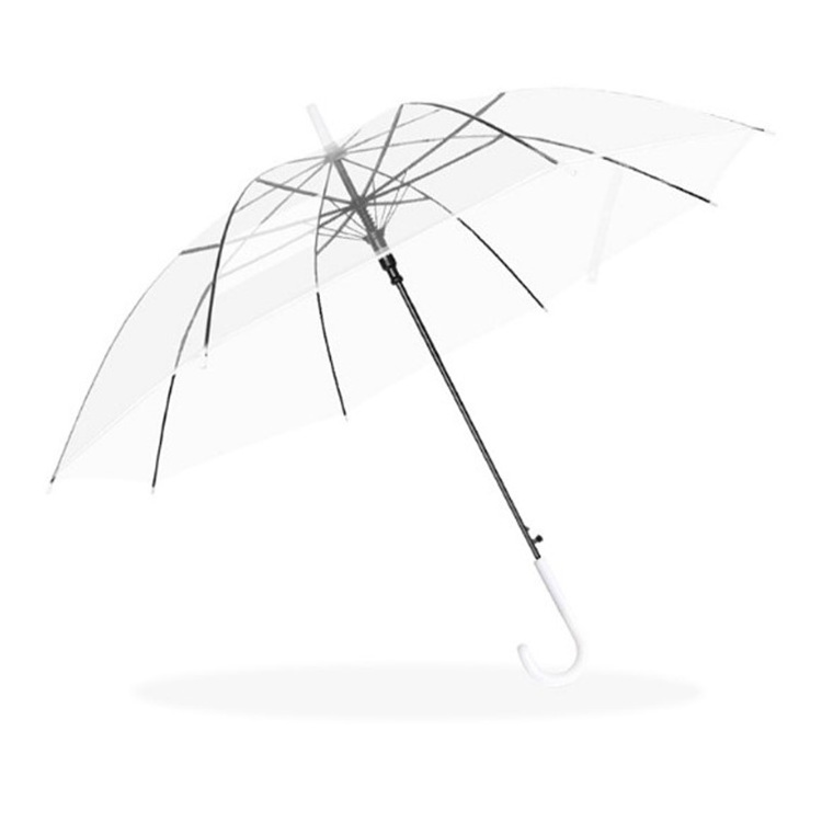 Custom LOGO Plastic Long Handle Transparent Umbrella Windproof Rain Gift straight Golf Umbrella