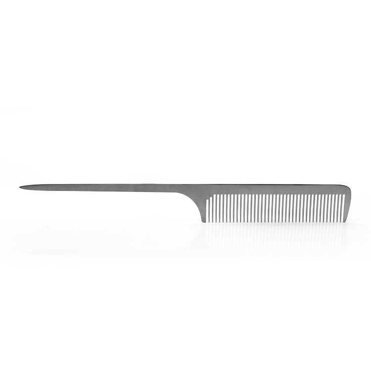 Laser Engraving LOGO Barber Hairdressing Salon Metal Comb Stainless Steel Silver Rat Tail Comb Braiding Combs