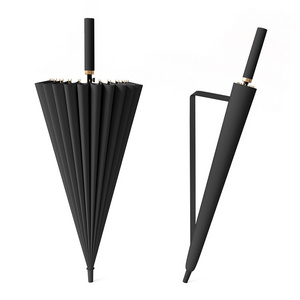 Custom Branded 24 Bone Black Umbrella 110cm Promotional Golf Umbrella With Logo Prints