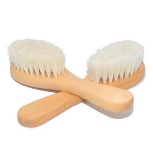 Wholesale custom logo wooden cleaning wool goat hair brush bath baby hair brush