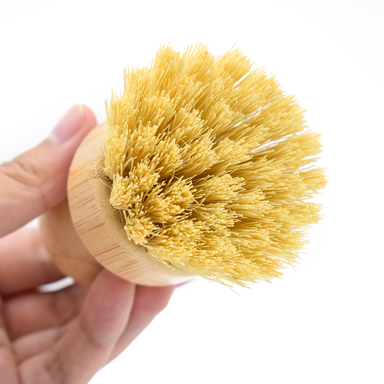 Wholesale hot sale natural scrub washing pot brush durable portable bamboo dish brush for kitchen