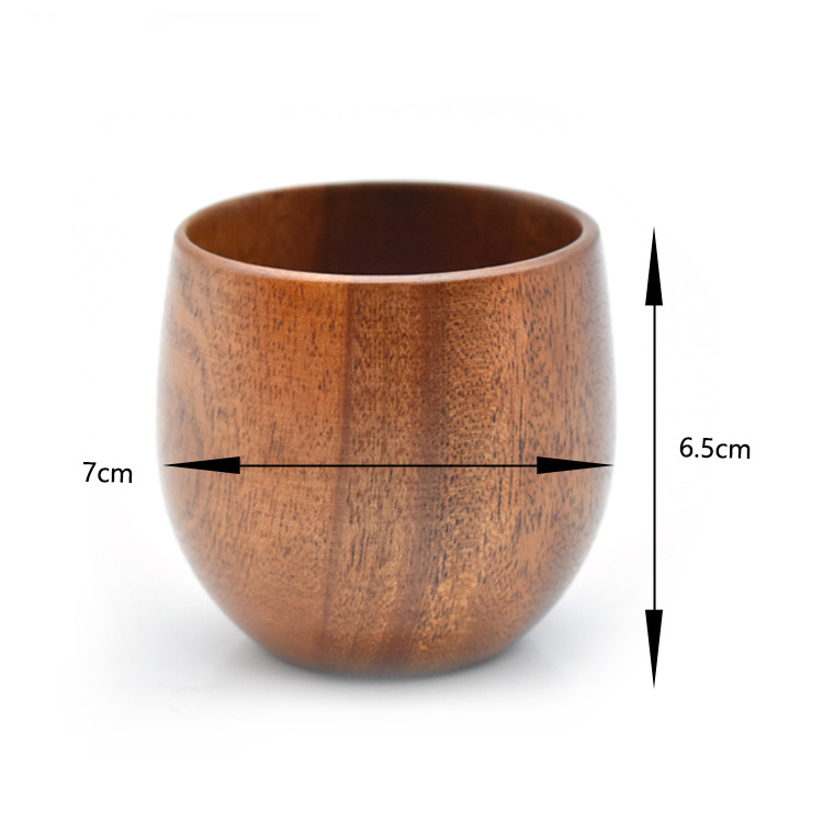 Best Selling Natural Solid Wood Tea Coffee Mug Mini Wooden Wine Beer Cup for Wedding