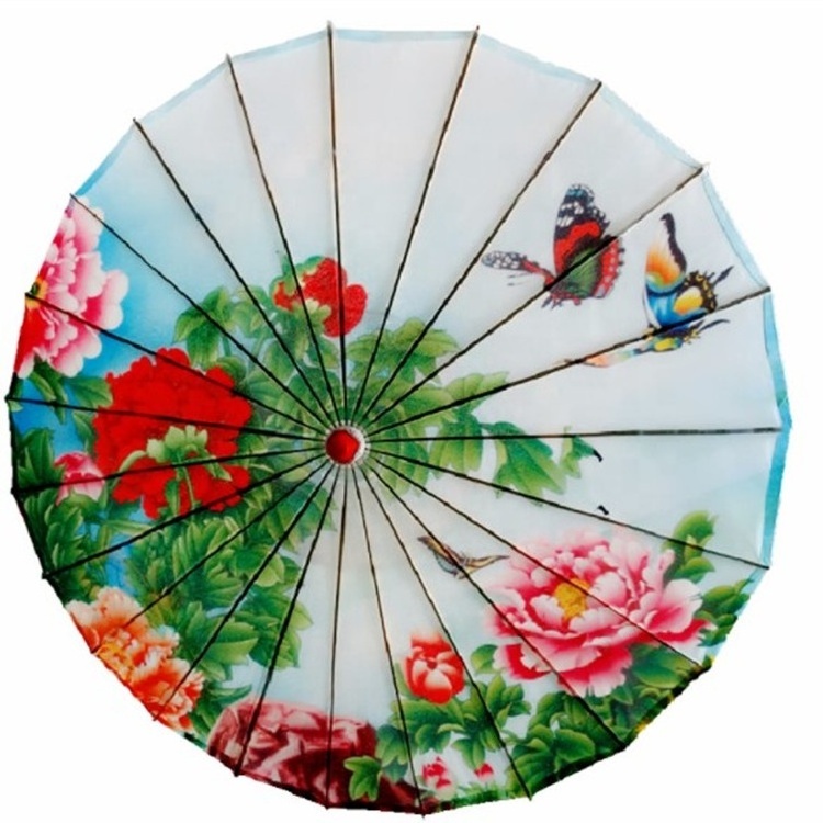 Custom Chinese Paper Flower Umbrella Handmade Durable Wooden Outdoor Parasol For Wedding