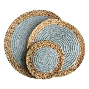 Wholesale Heat Resistant Table Woven Trivet Handmade Braided Drink Coasters Rattan Placemat for Dining Table