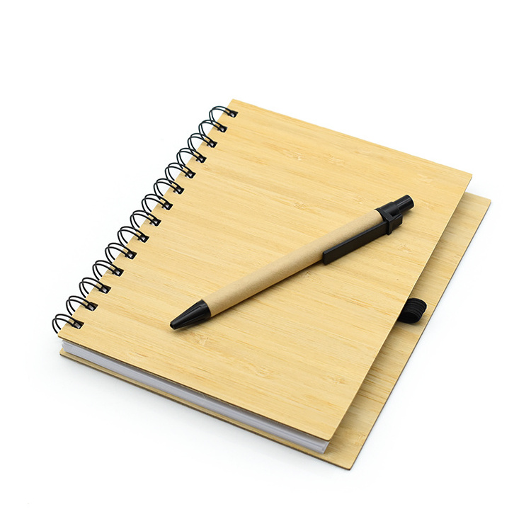 High quality environmental friendly school Office Stationery 100% Natural Bamboo  pen and notebook set