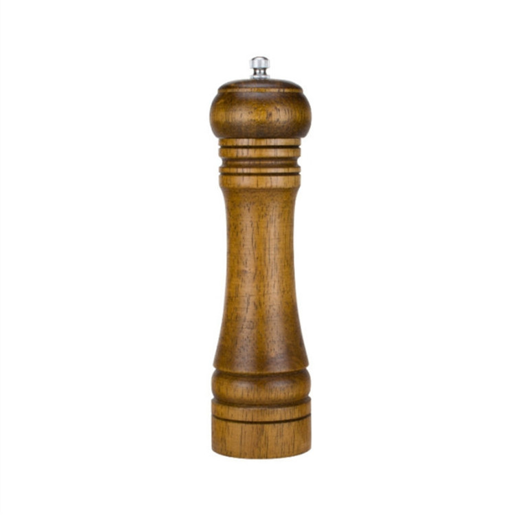 8Inch kitchen adjustable oak wood bottle salt pepper mill multifunctional manual salt grinder with eco friendly