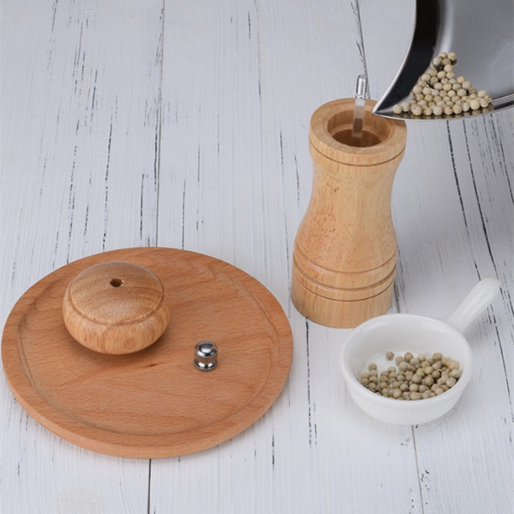 8Inch kitchen adjustable oak wood bottle salt pepper mill multifunctional manual salt grinder with eco friendly