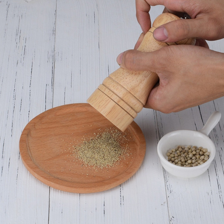 8Inch kitchen adjustable oak wood bottle salt pepper mill multifunctional manual salt grinder with eco friendly