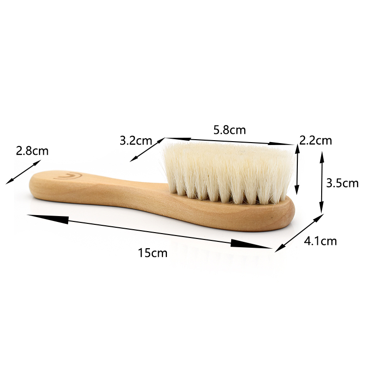 Eco Friendly Kids Soft Natural Goat Hair Comb Wooden Newborn Shower Brush for Baby