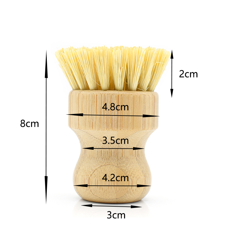 Wholesale hot sale natural scrub washing pot brush durable portable bamboo dish brush for kitchen