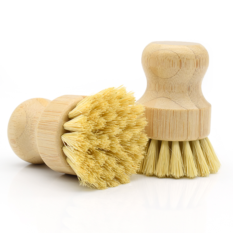 Wholesale hot sale natural scrub washing pot brush durable portable bamboo dish brush for kitchen