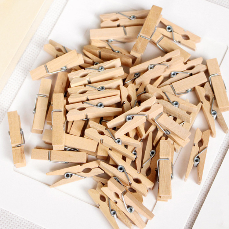 Natural Wooden 35mm Mini Clothespins Decorating Multi Function Portable Photo Paper Peg Pin Craft Clips