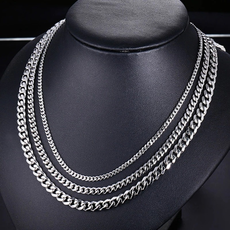 Fashion Hiphop Mens 18k Gold Plated Stainless Steel  Cuban Link Chain Necklace For Men