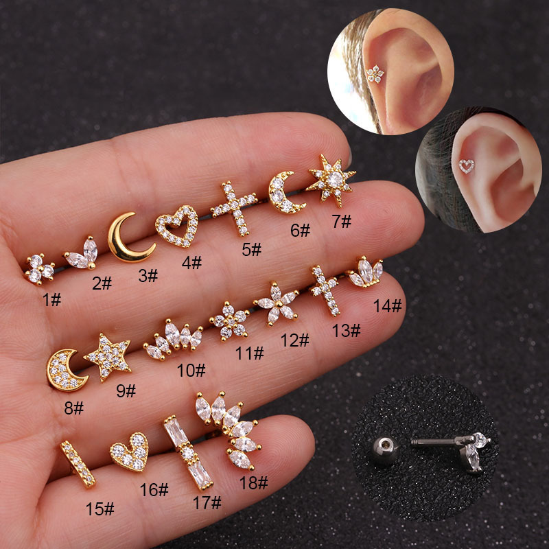 DAIHE Fashion Jewelry Piercing Jewelry Stainless Steel Inlaid With Zircon Nose Piercing Jewelry