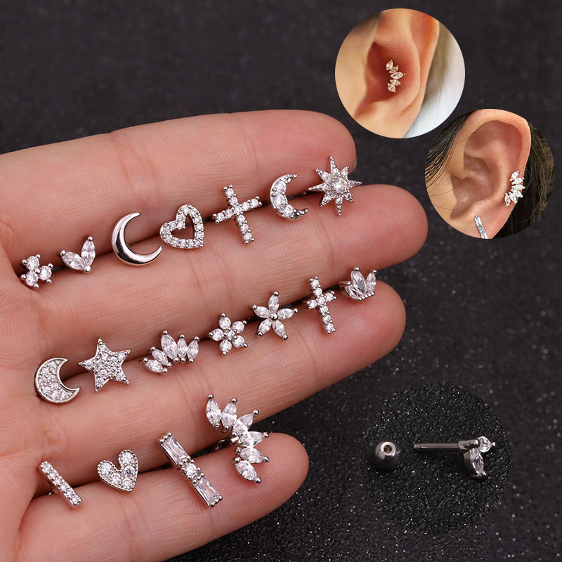 DAIHE Fashion Jewelry Piercing Jewelry Stainless Steel Inlaid With Zircon Nose Piercing Jewelry