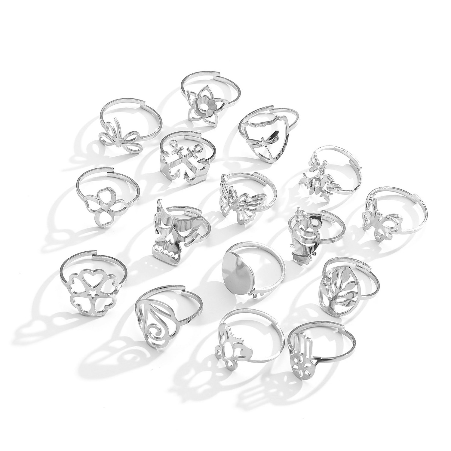 Wholesale High Quality Rings Bulk Stainless Steel Rings Mixed Animal Love Heart Letter Butterfly Flower Lot Rings