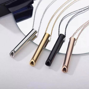 DAIHE Custom Whistle Stainless Steel Stress Relief Mindful Breathing  Exercises Meditation Necklaces For Man