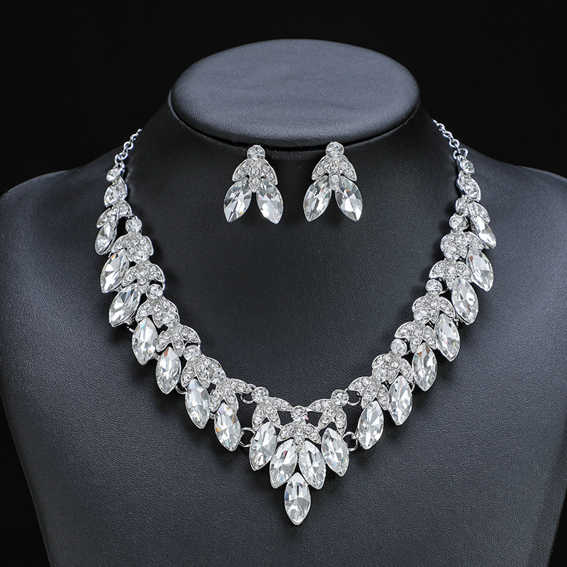 DAIHE Fashion Crystal Bridal Jewelry Set Women Rhinestones Necklace Earrings Set Wedding Jewelry Sets