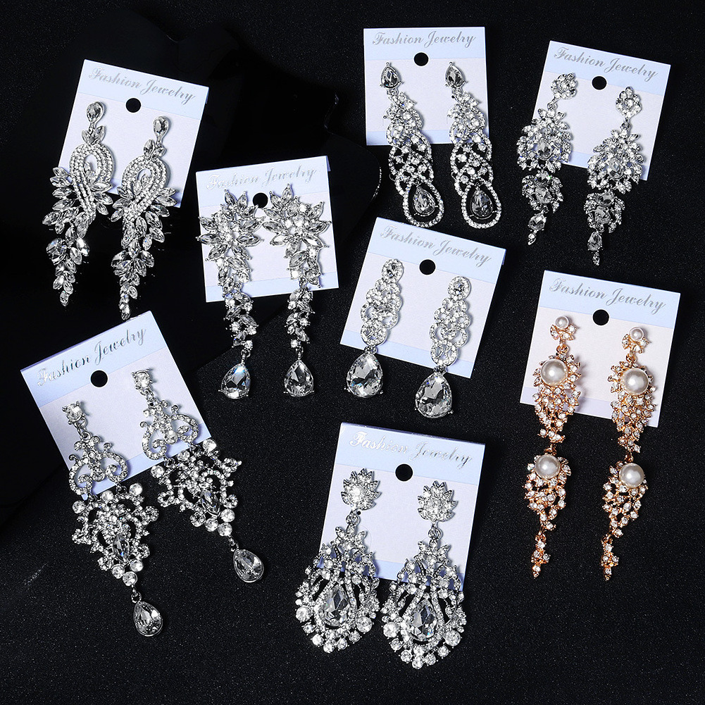 DAIHE Newest Bohemia Silver Gold Long Luxury Women Drop Rhinestone Earrings Wedding Bride Bridesmaids Dangle Earrings For Women