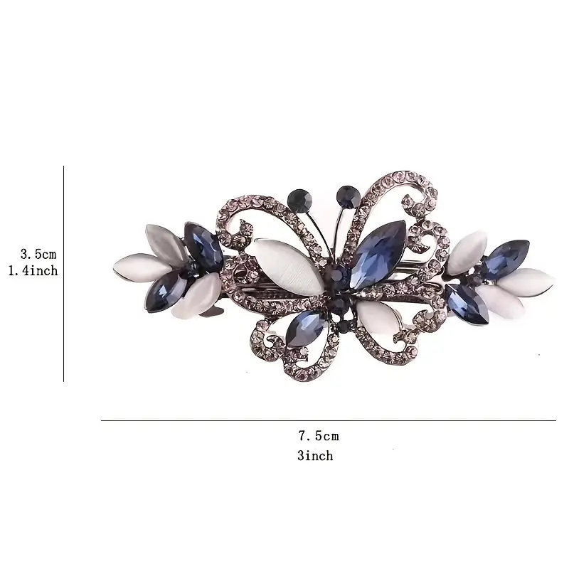 2024 DAIHE Factory Outlet Cat Eye Crystal Ponytail Hair Clips Wholesale Butterfly Shape Rhinestone Spring Hair Accessories