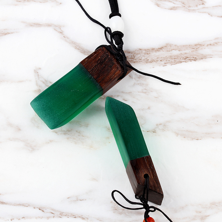 2023 Wholesale Boho Wood Natural Green Stone Necklace Kolye Fashion Jewelry Necklaces