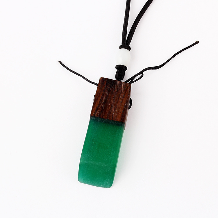 2023 Wholesale Boho Wood Natural Green Stone Necklace Kolye Fashion Jewelry Necklaces