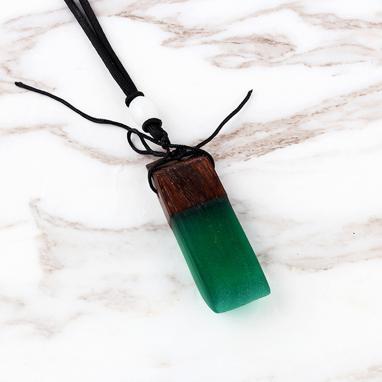 2023 Wholesale Boho Wood Natural Green Stone Necklace Kolye Fashion Jewelry Necklaces