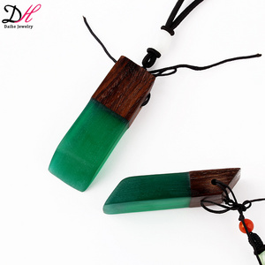 2023 Wholesale Boho Wood Natural Green Stone Necklace Kolye Fashion Jewelry Necklaces