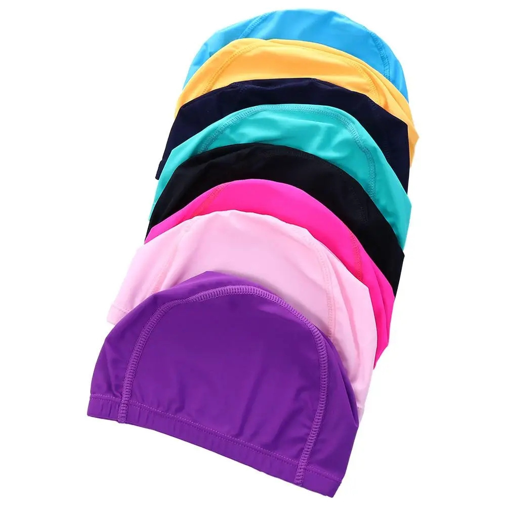 Women Girl Long Hair Bathing Men ice silk Water Sport Elastic Nylon Turban Hair Protection custom swim cap fabric swimming caps