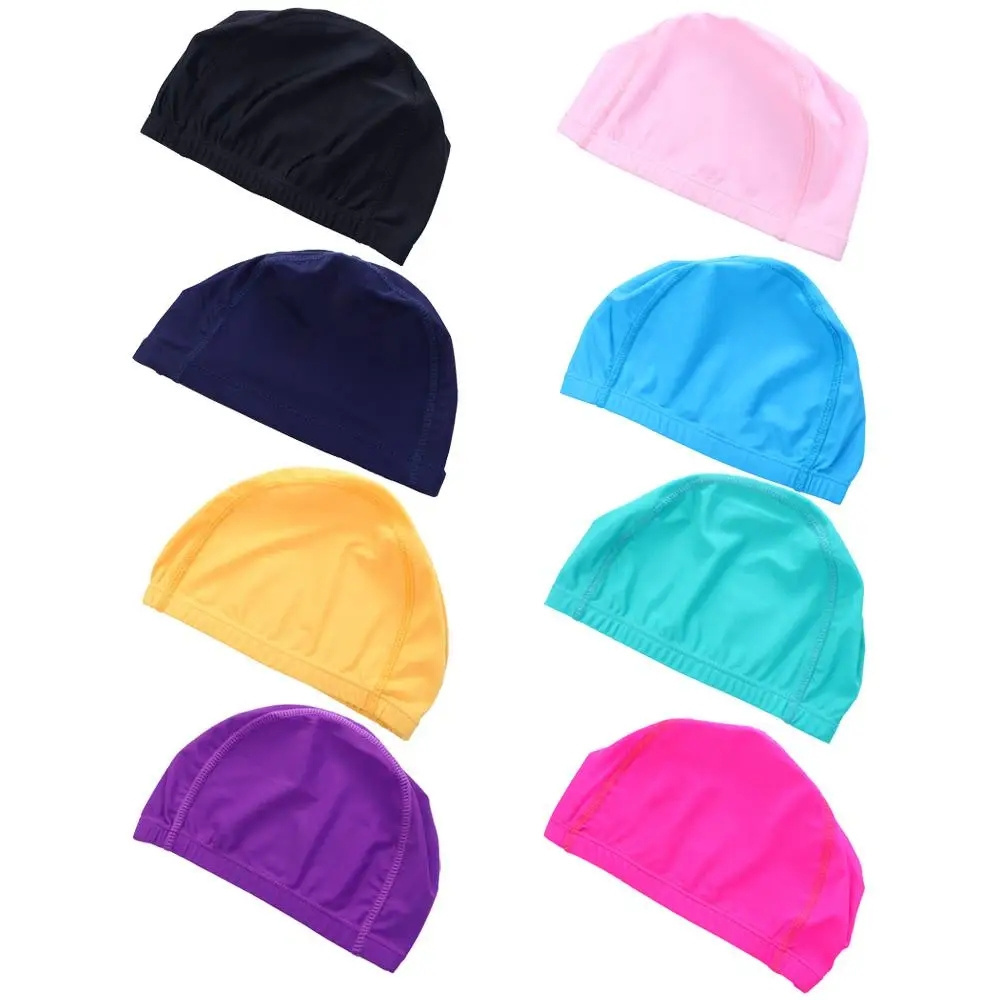 Women Girl Long Hair Bathing Men ice silk Water Sport Elastic Nylon Turban Hair Protection custom swim cap fabric swimming caps