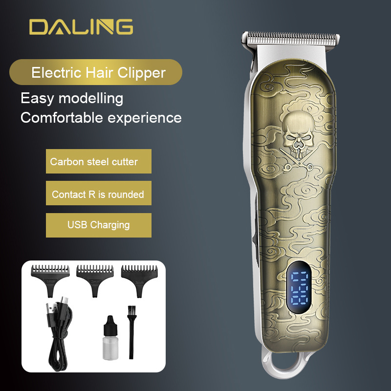 DL-1327 Hot custom logo gold digital display hair clipper rechargeable hair clipper professional cutting hair trimmer for men