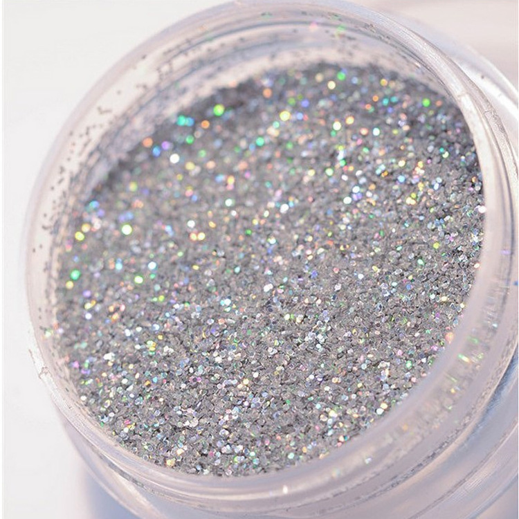 Wholesale COLORFUL Cosmetic Grade Holographic Glitter Polyester Holographic Fine Bulk Glitter for Decoration