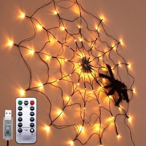 DAMAI Happy Halloween Lantern Party Supplies Spider Web Lights Ghost Festival Props Warm White Purple Halloween Lights