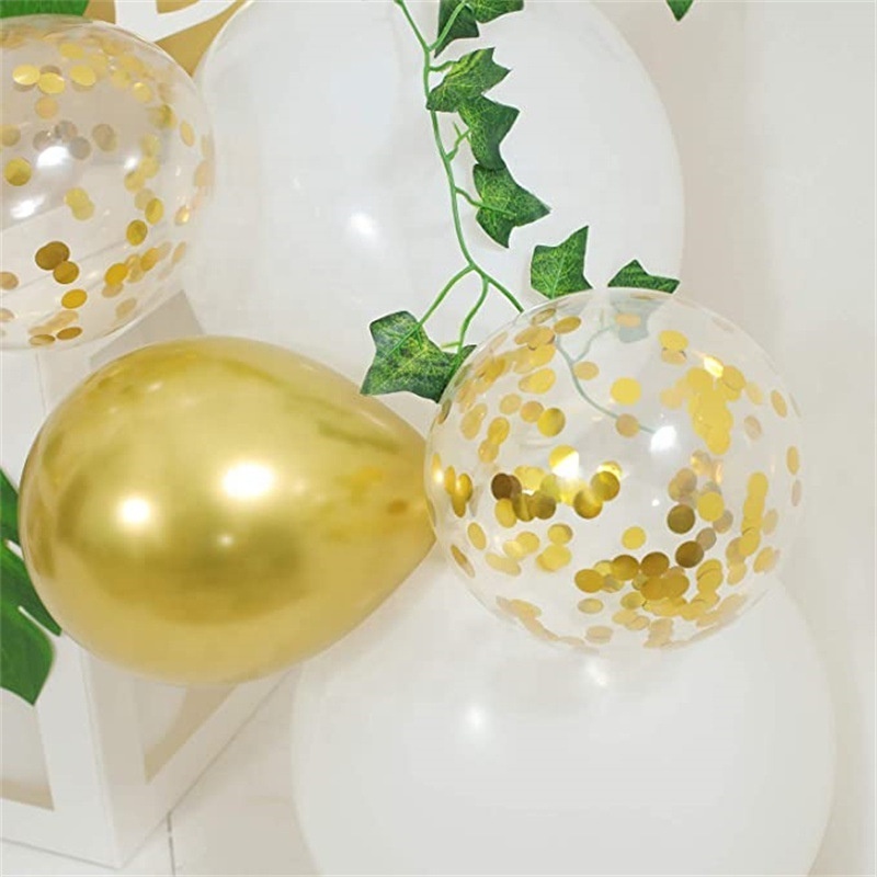 DAMAI Gender Reveal Theme Party Balloon Arch with Leaves Garland Transparent Baby Shower White Box Gold Glitter Letter Supplies