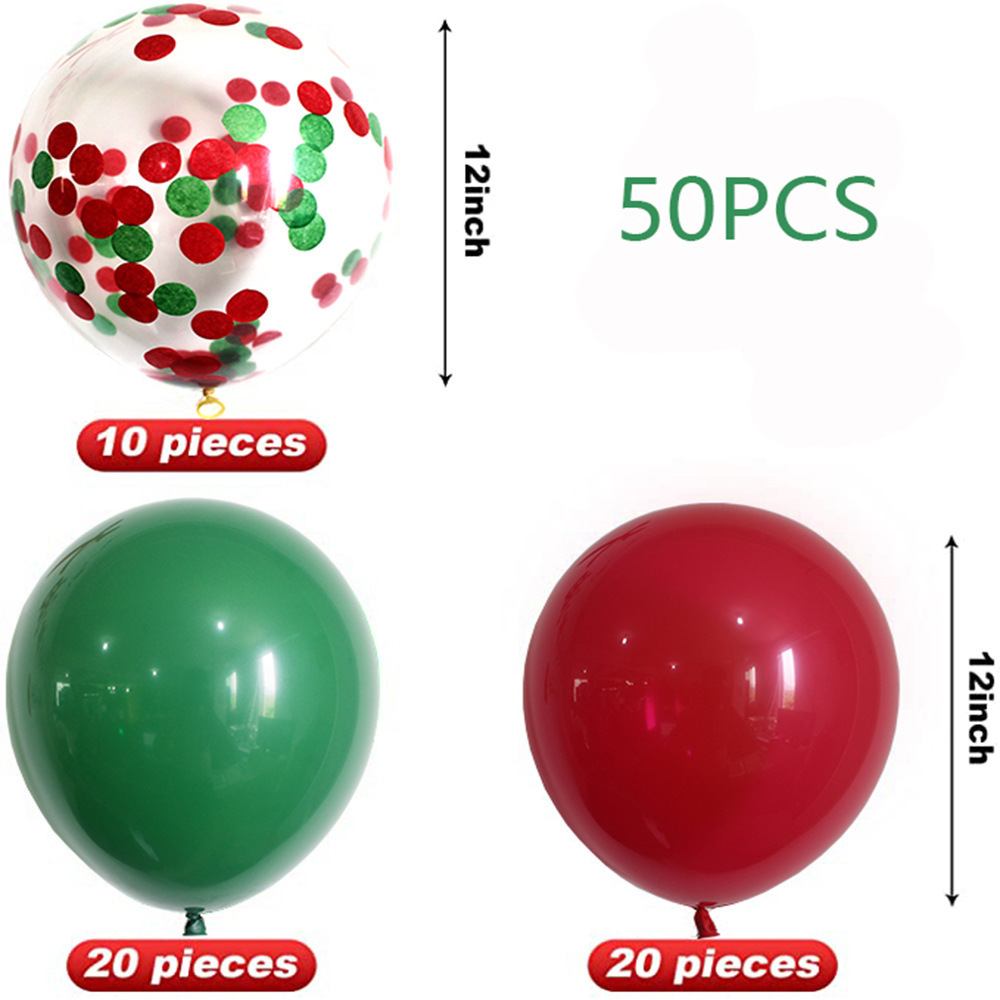 Merry Christmas theme party supplies latex balloon decoration red green confetti Christmas balloon chain set