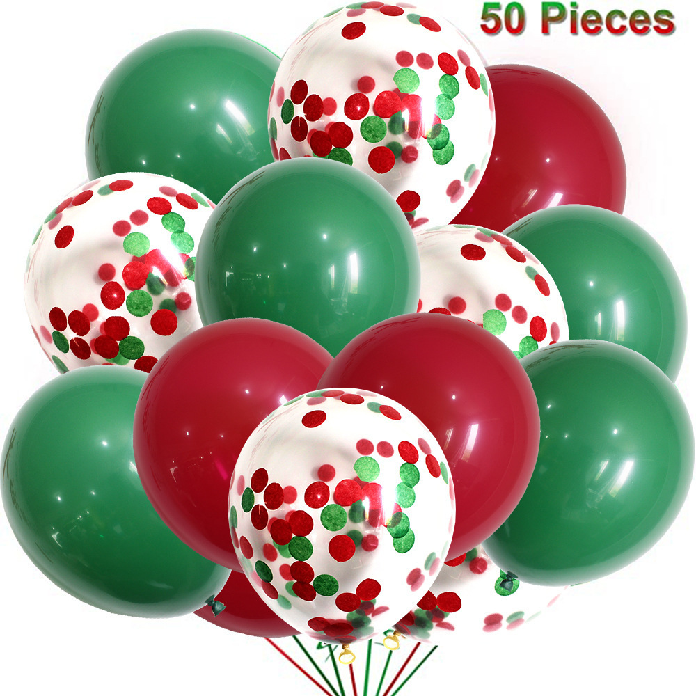 Merry Christmas theme party supplies latex balloon decoration red green confetti Christmas balloon chain set