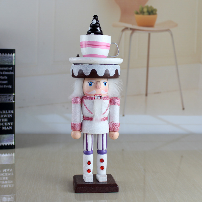 Christmas Gifts 25cm Ice Cream Sweetheart Nutcracker Puppet Crafts For Home Decoration  Wooden Nutcracker