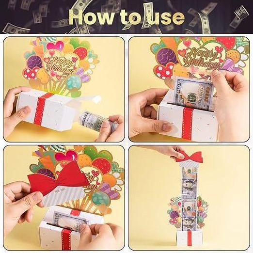 DAMAI Wholesale Cash Box Money  Safe Birthday Money Box for Cash Gift Pull Funny Money Birthday Party Decoration