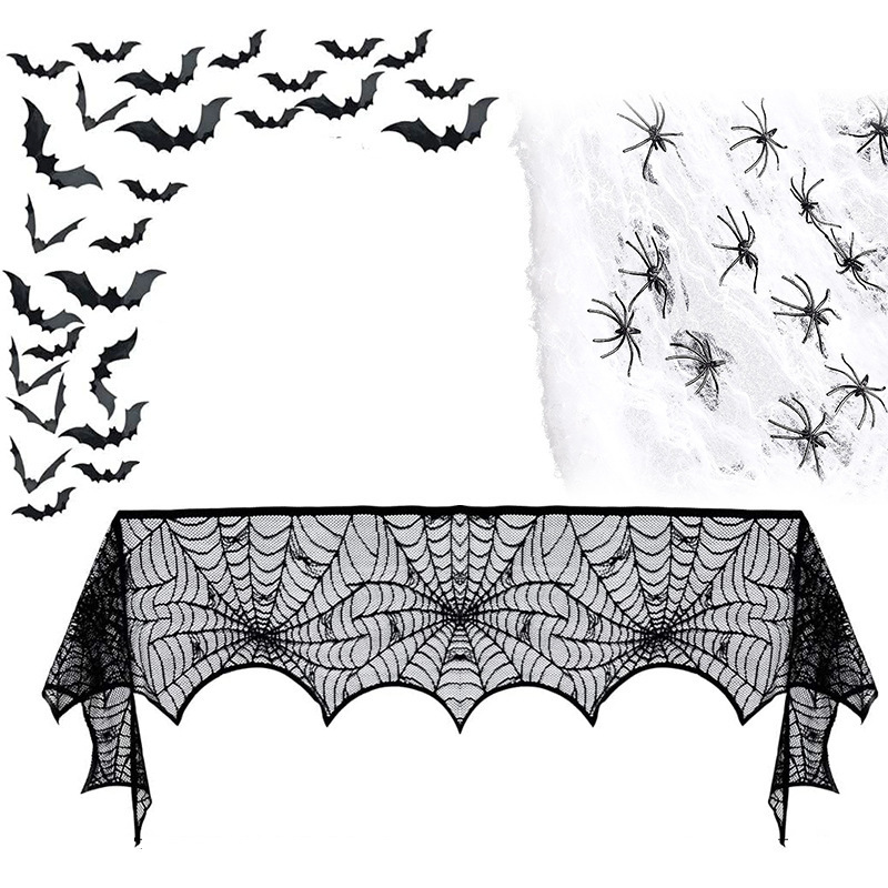 DAMAI Happy Halloween Bat Spider Web  Witch Halloween Home Decor Black Orange Lampshade Curtain Halloween Table Horror decor