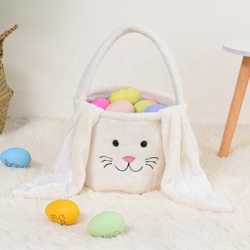 DAMAI Easter Bucket Party Gift Candy Bag Easter Decorated Hand Bag Cute Plush Rabbit Easter Bunny Baskets